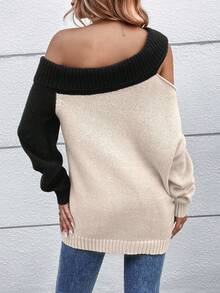 SHEIN LUNE Hai âm Cổ không đối xứng Áo len - Nhiều màu - Xem 2