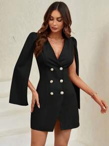 Firerie 秋冬斗篷袖双排扣西装连衣裙