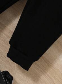 SHEIN Leap Crew Đứa bé trai Túi có nắp áo có mũ Áo khoác & Quần Without Tee - Màu xanh bụi bặm - Xem 5