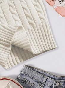 Flirla Plus Cable Knit Top - White - View 4