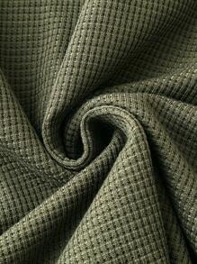 SHEIN LUNE Plus Waffle Knit Drop Shoulder Tee - Army Green - View 5