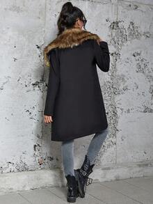 Eilly Bazar Fuzzy Vòng cổ Mở Mặt trước áo - màu đen - Xem 2