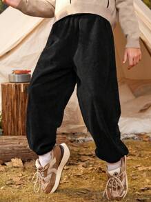 SHEIN Tween Boy Slant Pocket Pants - Black - View 5