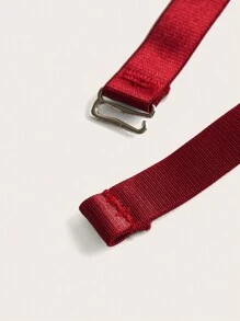 ROMWE Goth 大碼花卉蕾絲鋼圈內衣套裝 - 酒紅色 - 查看 3