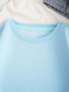 SHEIN EZwear Slogan Graphic Thermal Lined Sweatshirt - Blue - View 3