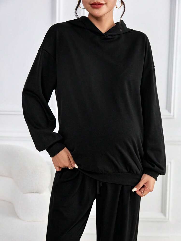 Maternity Slogan Graphic Drop Shoulder Sweatshirt, For Winter
