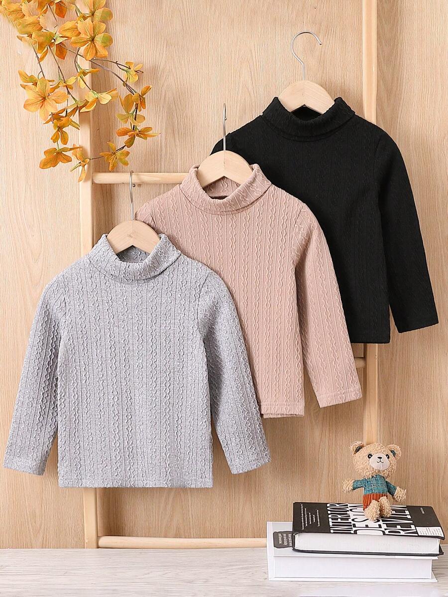 SHEIN 男小童3入組素色條紋針織T恤 - 彩色 - 查看 1