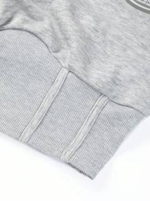 SHEIN EZwear 休閒貼布 假兩件/解構式字母大碼運動衫 - 灰色 - 查看 6