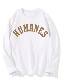 Nam Đồ họa Chữ cái Áo thun Thả vai - trắng - Xem 3