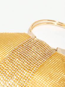 SHEIN BAE 閃亮、閃光、迷人、優雅、精緻、安靜奢華金色鋁流蘇裝飾晚宴包適合派對晚宴包、優雅水鑽水鑽、水晶裝飾、人造珍珠適合派對女孩、女士、女士、新娘完美適合派對、婚禮、舞會、晚宴/宴會送給女性的最佳禮物 - 金色 - 查看 5