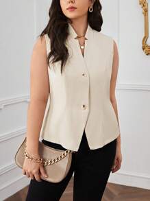 SHEIN Privé Plus Button Front Vest Blazer In Fall/Winter