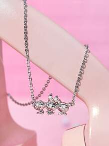 THE POWERPUFF GIRLS X SHEIN 卡通吊墜項鍊 - 銀色 - 查看 6