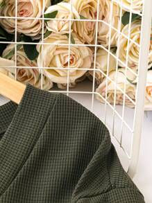 SHEIN LUNE Plus Waffle Knit Drop Shoulder Tee - Army Green - View 4