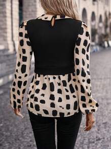 SHEIN LUNE Printed Patchwork Sleeveless Puff Sleeve 2 In 1 Top - Multicolor - View 2