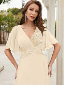 áo tay bướm Váy phù dâu - Màu be - Xem 3