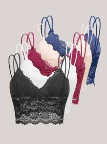 5pack Floral Lace Longline Bra Lingerie - Multicolor - View 9