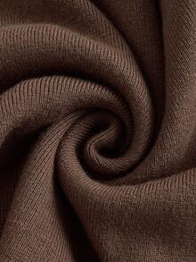 SHEIN BASICS 大碼前紐扣短款開衫 - 咖啡棕 - 查看 9