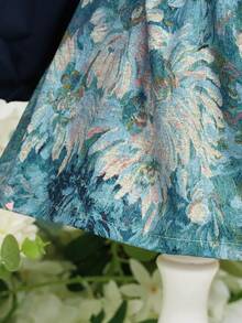 女嬰印花燈籠袖洋裝 - 藍色 - 查看 5