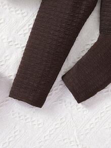 SHEIN Young Girl Leopard Pattern Tee & Pants & Bag - Coffee Brown - View 6