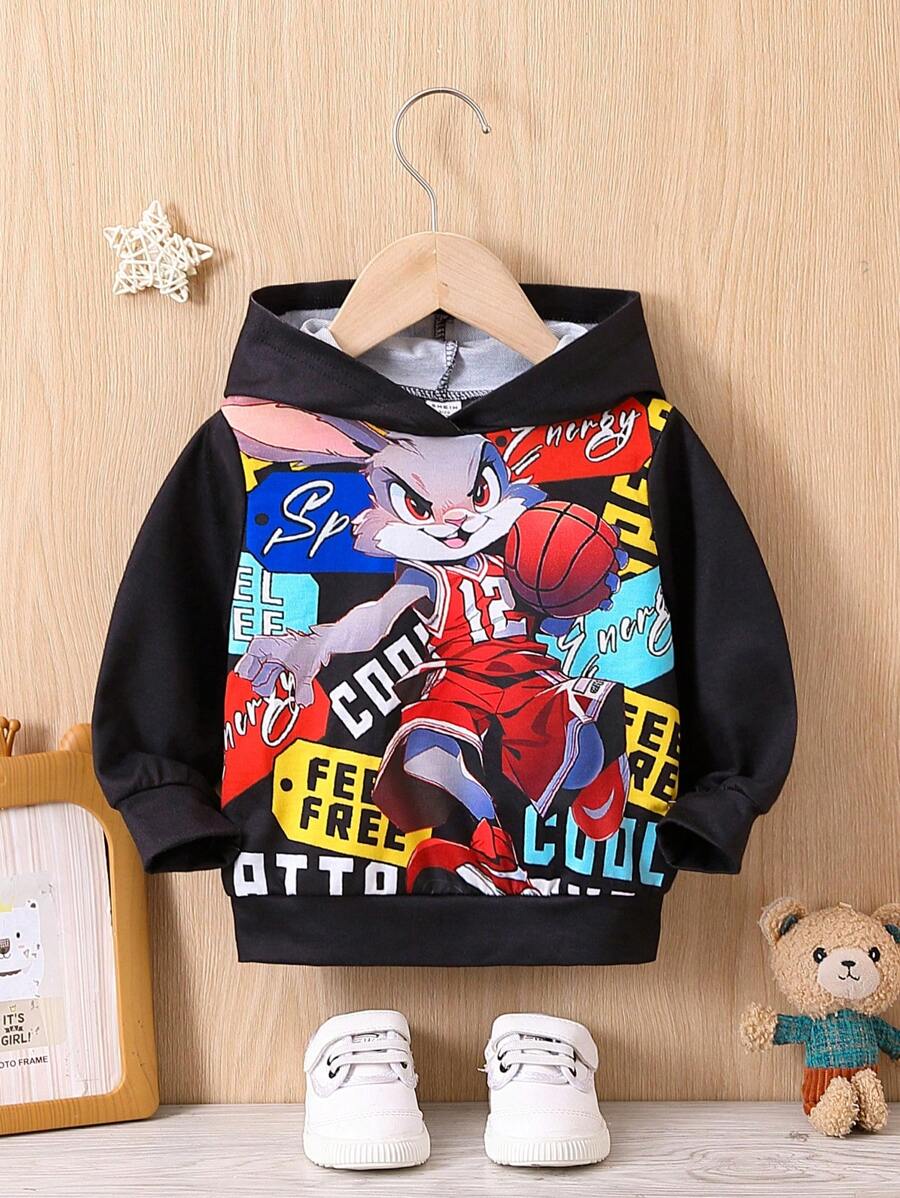 SHEIN Perso Play 男婴卡通字母图案卫衣 - 彩色 - 查看 1