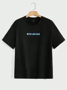 Manfinity VCAY Loose Fit Men's Slogan Graphic Round Neck T-Shirt