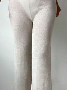 Summer Solid Cover Up Pants - Beige - View 4