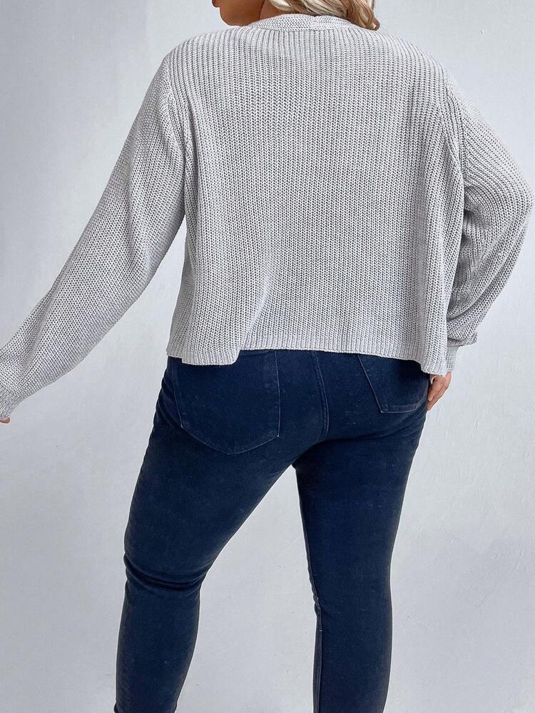 Plus Dual Pocket Drop Shoulder Cardigan