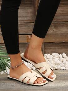 Women Flat Sandals - Krem - View 8