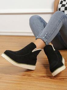 女性防水台坡跟跟靴子 - 黑色 - 查看 4