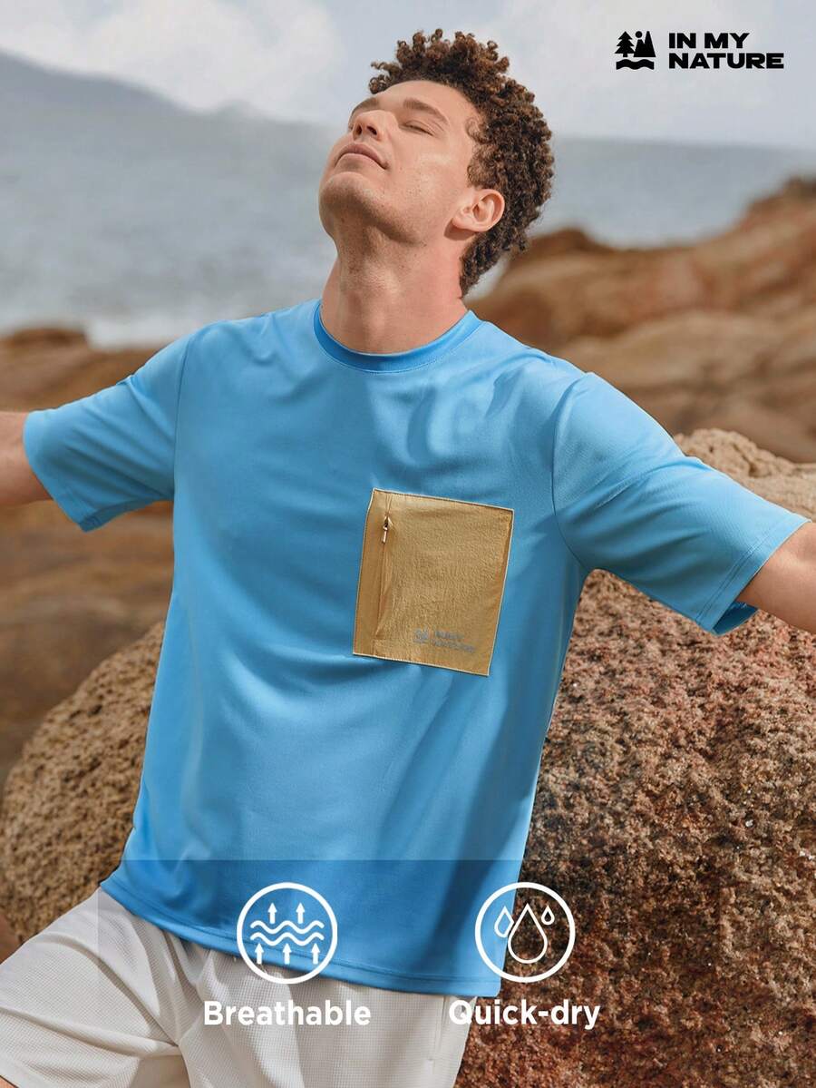 Manfinity Sport Corelite Men Pocket Patched Sports Tee Workout Tops - Baby Blue - View 1