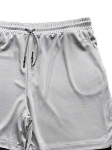 Manfinity Sport Corelite Boyfriend Style Men's Solid Color Minimalist Casual Sports Shorts School Grey Shorts - Light Grey - View 4