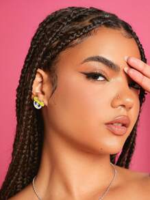 THE POWERPUFF GIRLS X SHEIN 3 cặp/bộ Nhân vật hoạt hình Trang trí Hoa tai - Nhiều màu - Xem 6