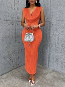 VaVaBold 素色連帽背心洋裝 - 亮橙色 - 查看 7