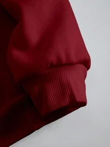 SHEIN EZwear In Bộ xương Lót nhiệt Áo nỉ - Màu Đỏ Sâu - Xem 3