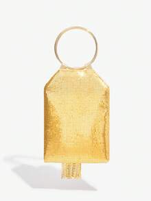 SHEIN BAE 閃亮、閃光、迷人、優雅、精緻、安靜奢華金色鋁流蘇裝飾晚宴包適合派對晚宴包、優雅水鑽水鑽、水晶裝飾、人造珍珠適合派對女孩、女士、女士、新娘完美適合派對、婚禮、舞會、晚宴/宴會送給女性的最佳禮物 - 金色 - 查看 4