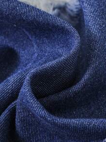 SHEIN Tween Boy Ripped Raw Hem Denim Shorts - Dark Wash - View 4