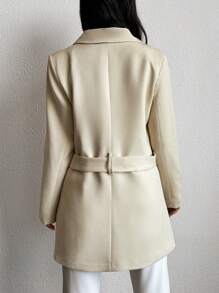 EURMUSE Lapel Neck Double Breasted Blazer - Beige - View 2