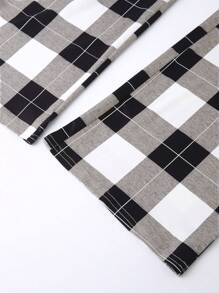 INAWLY Pantalones de cintura con cordón de cuadros