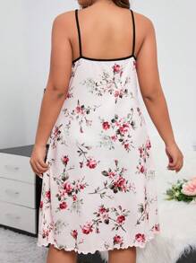 Cộng với váy ngủ Cami Pajama in hoa tương phản - Màu Hồng baby - Xem 2