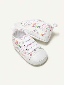 Cozy Pixies 0-1歲嬰兒卡通帆布鞋,軟底步行鞋 - 白色 - 查看 2