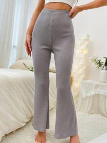 Solid Flare Leg Lounge Pants - Grey - View 1