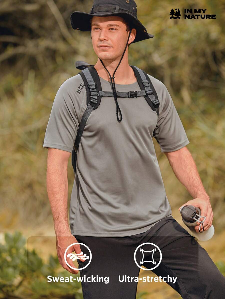 Hombres Camiseta deportiva con estampado de letra - Gris - Ver 1