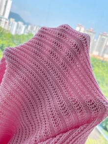 SHEIN Unity 1 套紧身性感纯色长袖上衣和高开叉裙毛衣两件套服装 - 粉色 - 查看 7