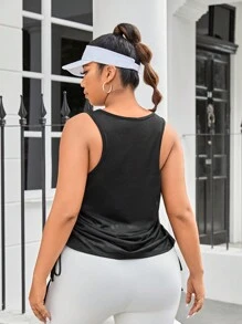 SHEIN Daily&Casual Top tank deportivo con cordón lateral - Negro - Ver 2