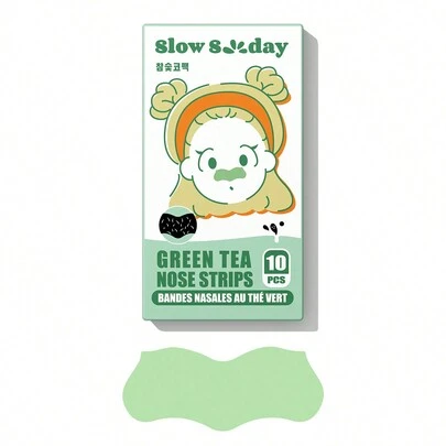 SlowSunday Green Tea Blackhead Remover Pore Strips, Deep Cleansing Nose Strips For Blackhead Removal And Pore Unclogging, Oil Control, 10 Pcs, Ideal For Party