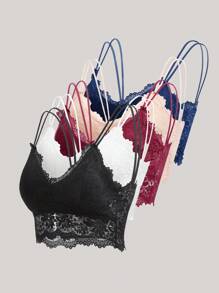 5pack Floral Lace Longline Bra Lingerie - Multicolor - View 8