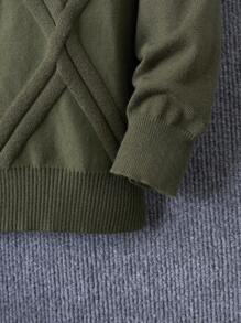 SHEIN 男童V領長袖開衫毛衣，大學風格