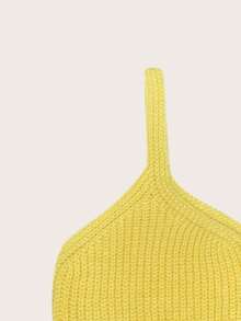 SHEIN MOD Khối màu Thả vai Áo len Mở & Áo thun dệt kim Cami - Màu vàng - Xem 3