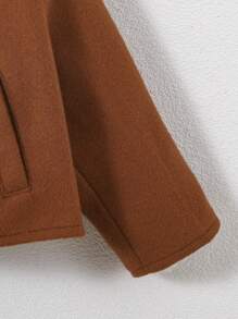 SHEIN 女嬰西裝領落肩袖花呢外套 - 棕色 - 查看 5