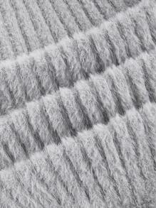 SHEIN BASICS 素色絨毛針織套頭毛衣 - 淺灰色 - 查看 7